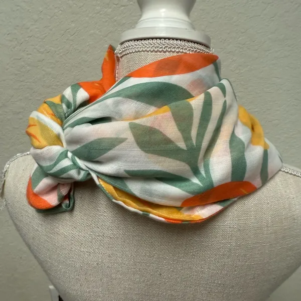 Orange 🍊 Citrus Patterned Scarf Sarong Wrap - Image 7