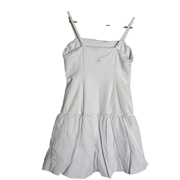 Alo Yoga Airbrush Love Match White Bubble Hem Tennis Mini Dress Shorts Size M - Image 11