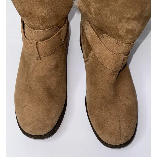 UGG BODIE Boots Suede Chestnut Women Size 9 Fold Over Warm Cozy Waterproof Girls - Image 3