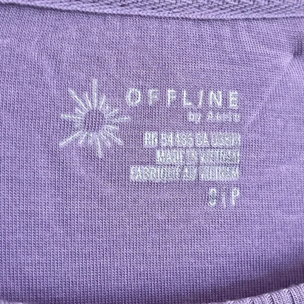 Offline by Aerie Purple Ribbed‎ Ruched Side Cropped Long Sleeve Top Small - Image 3