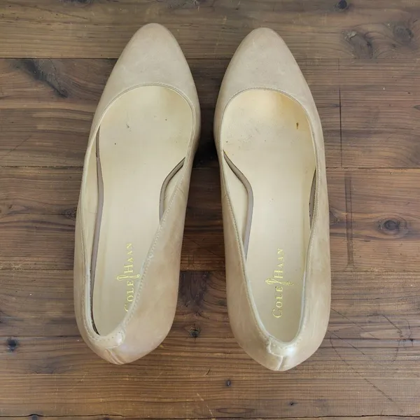 Cole Haan Womens Shoes Size 7.5 Nude Classic Leather High Heels Slip-On Pumps - Image 7