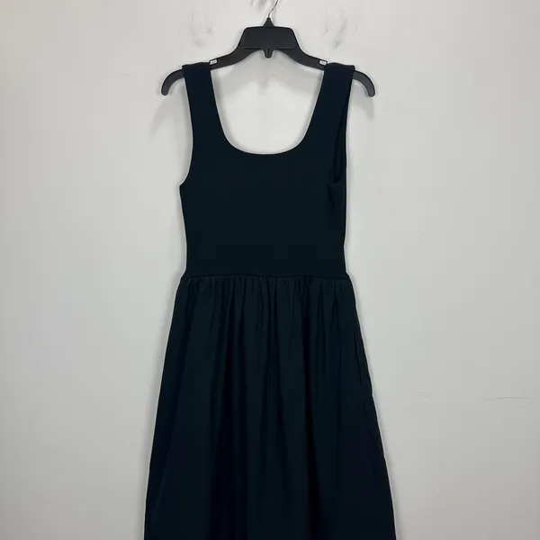 J.Crew Drop Waist Mixy Dress Midi Cotton A Line Minimalist Black Small NWT - Image 11
