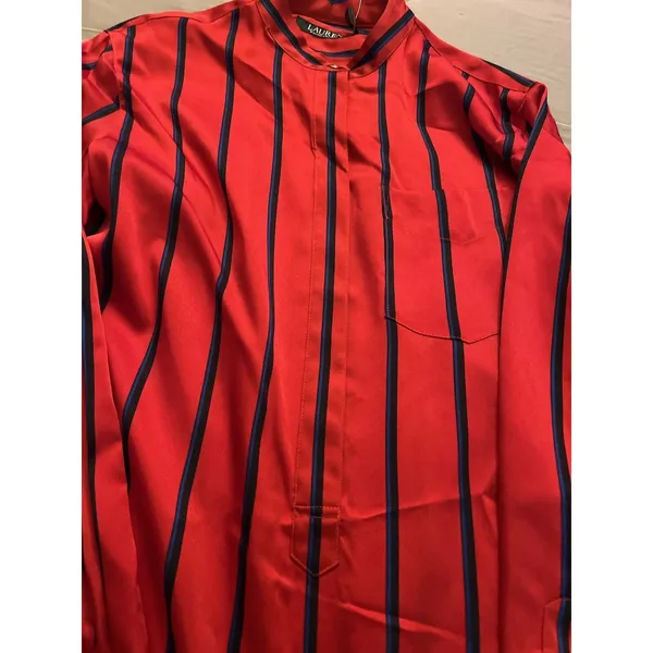 Lauren Ralph Lauren Red Button up Long Sleeve Blouse Blue White Stripes NWT - Image 8