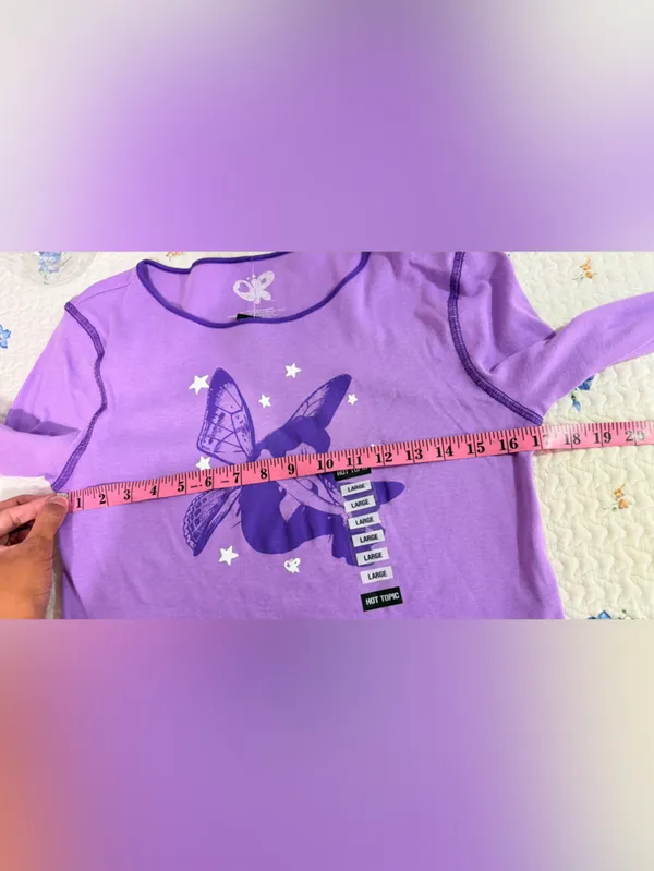 Hot Topic x Olivia Rodrigo NWT Lilac Fairy Graphic Long-Sleeve Crop Top Size L - Image 5