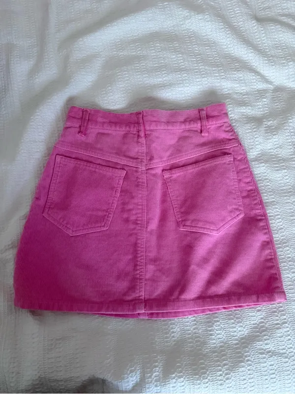 Brandy Melville Bright Pink Corduroy A-Line Mini Skirt - Image 3