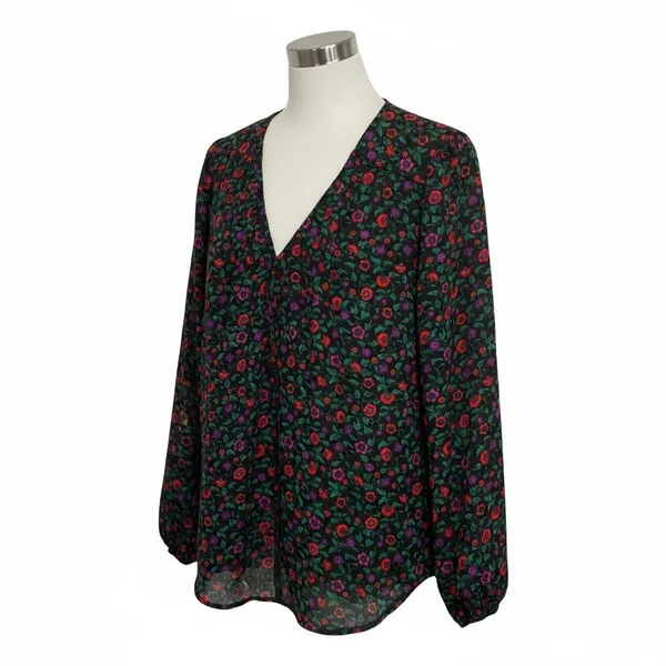 Cupcakes and‎ Cashmere Floral Blouse Womens XL Long Sleeve Keyhole Career - Image 2
