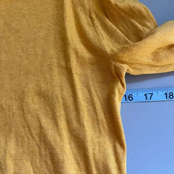 J. Crew Cotton Teddie Sweater Mustard Yellow Crewneck L1561 Womens Small - Image 6
