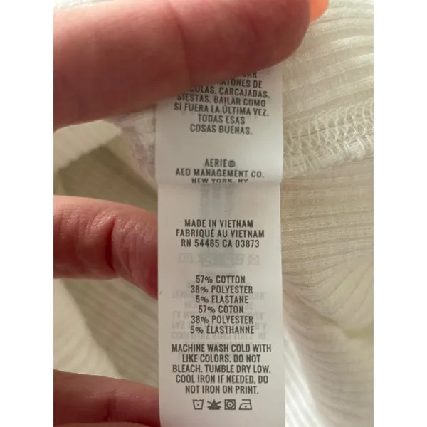 Aerie Cream Essential Crewneck Layering T-Shirt Ribbed‎ XL - Image 7