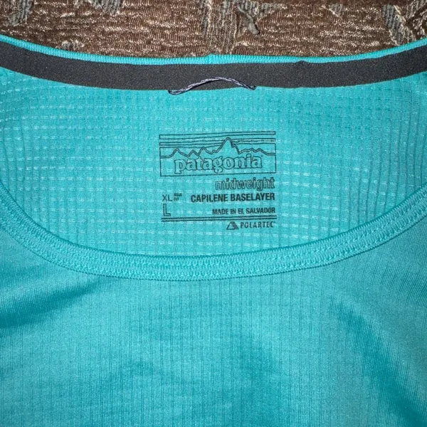 89 | Patagonia Gorpcore Hiking Capilene Midweight‎ Baselayer Turquoise Women L - Image 3