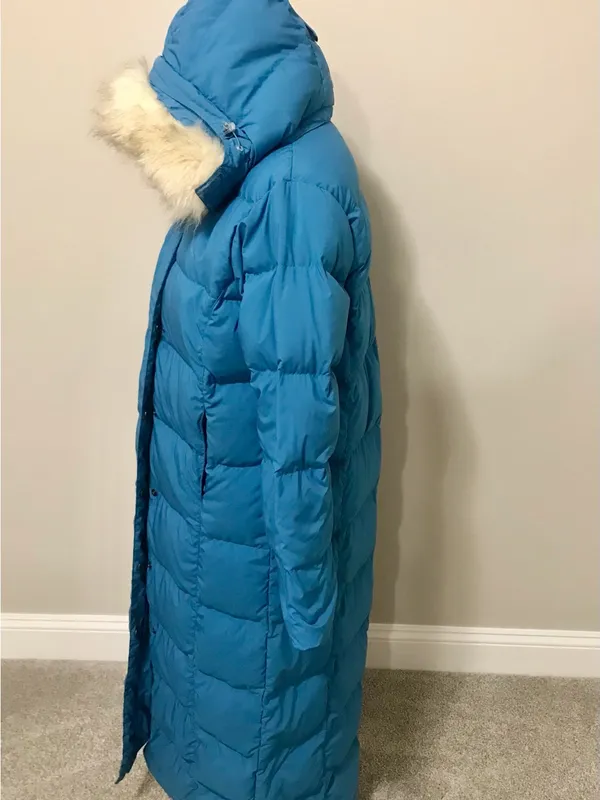 L.L. Bean Long Down Ultra Warm Coat with Faux-Fur Trim Hood - Image 5