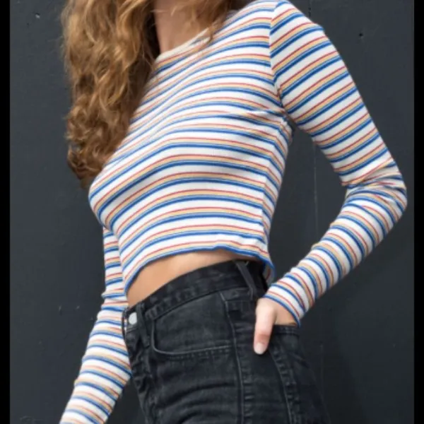 Brandy Melville Striped Long Sleeve Crop Top - Image 2