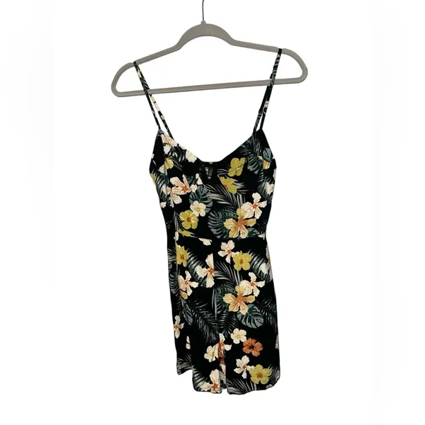 Wild Fable Tropical Floral Bustier Romper Black Hawaiian Vacation‎ - Image 3
