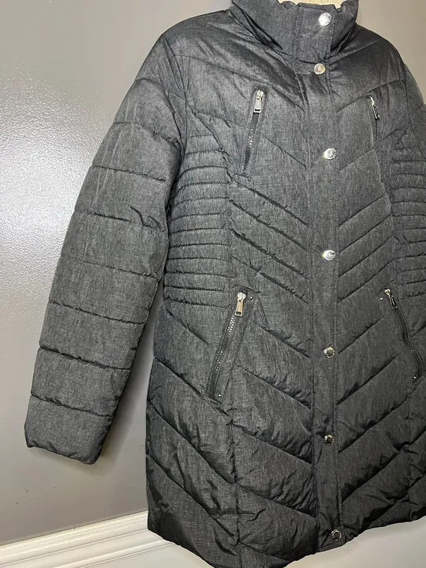 Laundry By Shelli Segal Coat Womens XL Gray Puffer Quilted Zip Hooded Jacket - Image 3