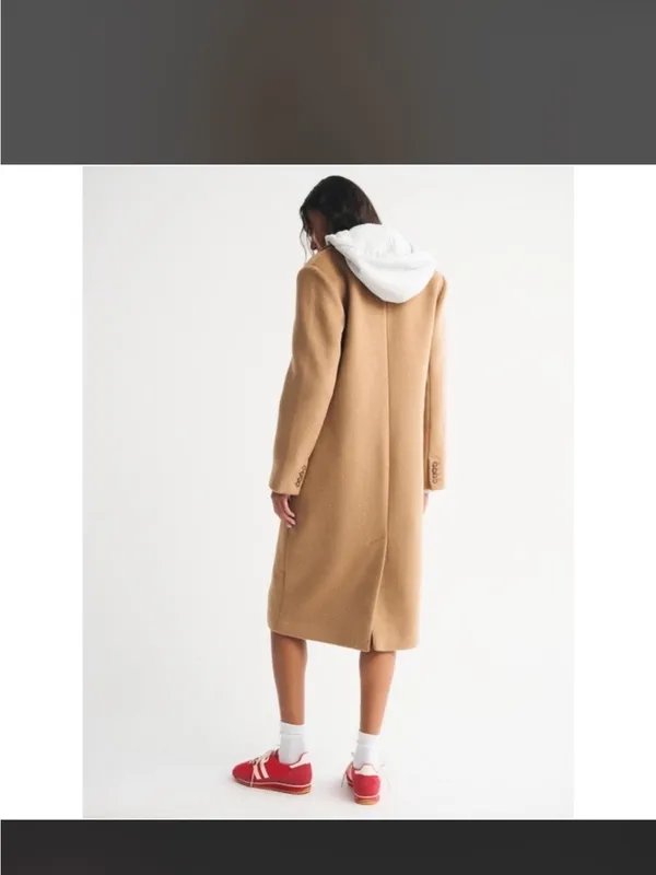 Abercrombie & Fitch Classic Women's Tan Wool-Blend Long Dad Coat - Image 4