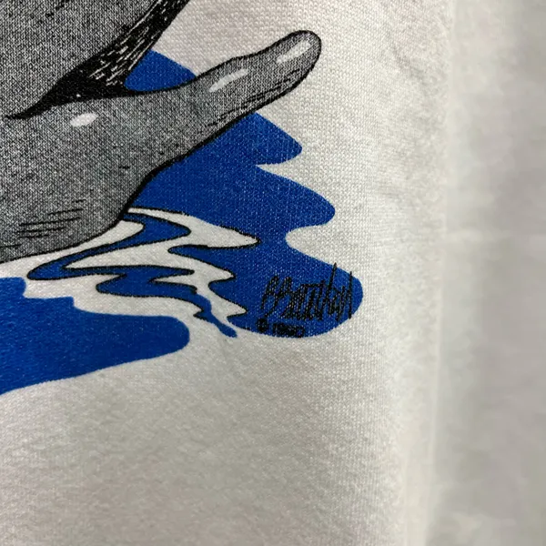 Vintage 90s Sea Sheppard Society White Back Off Jack Dolphin Sweatshirt USA Made - Image 3