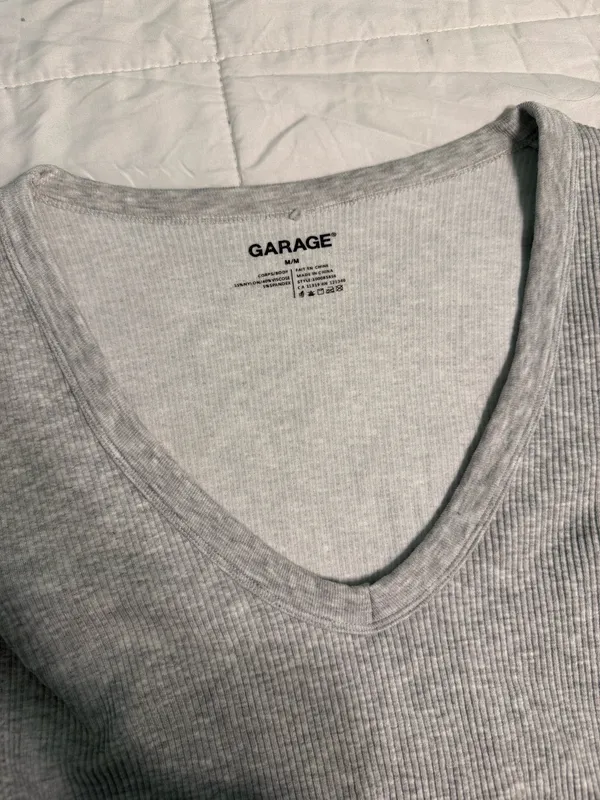 Garage V-Neck Crop Long Sleeve Top - Image 3