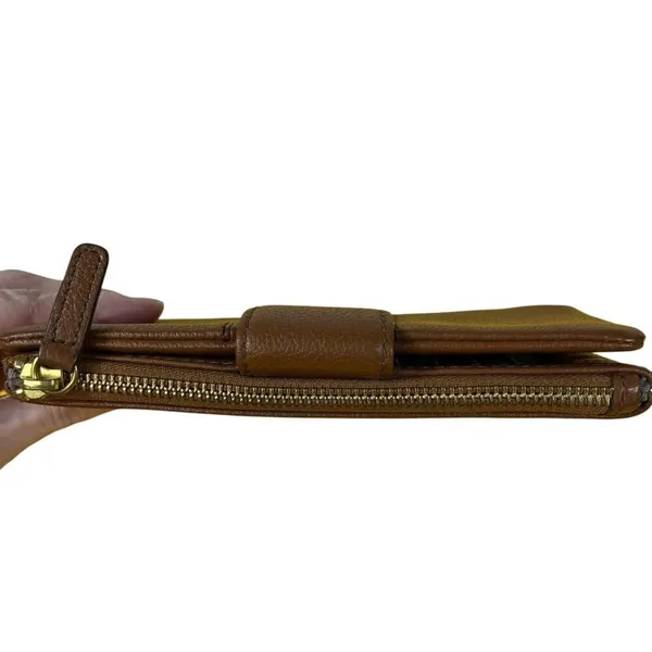 Fossil‎ Ella Clutch Brown Leather Wallet zipper fold card orgainizer - Image 2