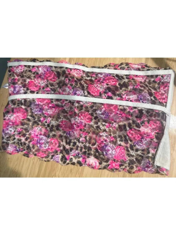 PINK Victoria's Secret M/M Leopard Floral Lace Bandeau Bralette Strapless - Image 6
