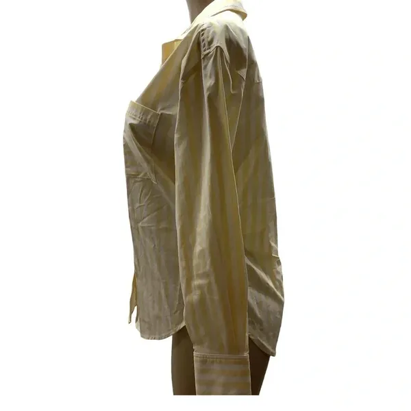 Casa Cabana Bethany Butter Yellow Striped Button Down Shirt Size Small New - Image 4