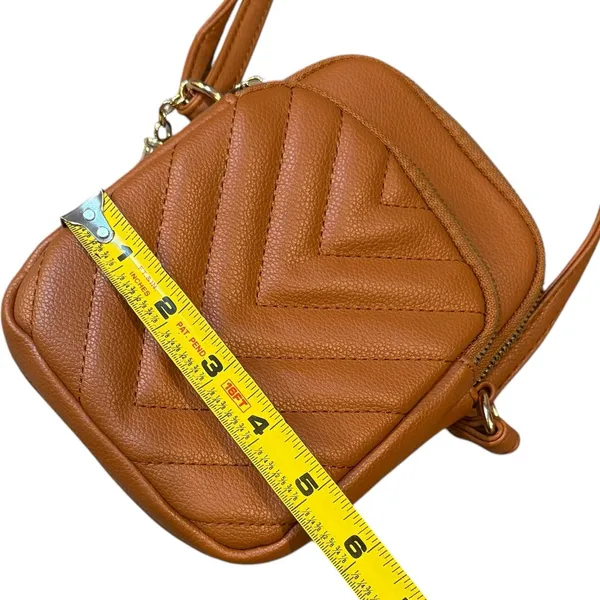 Boutique Womens Zipper Pocket‎ Crossbody Purse Caramel Brown Faux Leather Travel - Image 8