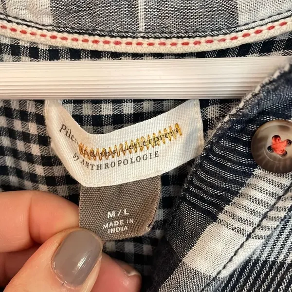 Anthropologie pilcro the letterpress blue plaid boyfriend collared flannel m/l - Image 6