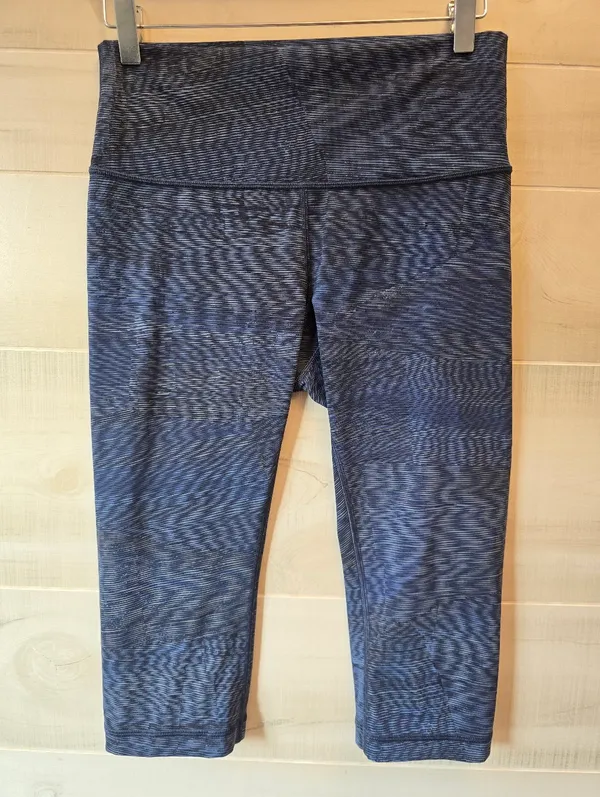 {8} Lululemon Wunder Under Hi-Rise 1/2 Tight Crop Legging Linear Flux Battleship - Image 3