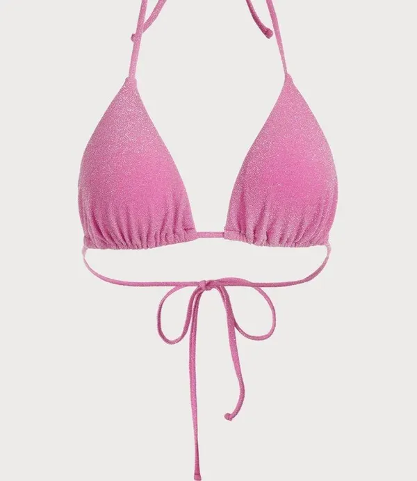 Berlook Pink Lurex Halter Triangle Bikini Top ONLY 64 - Image 5