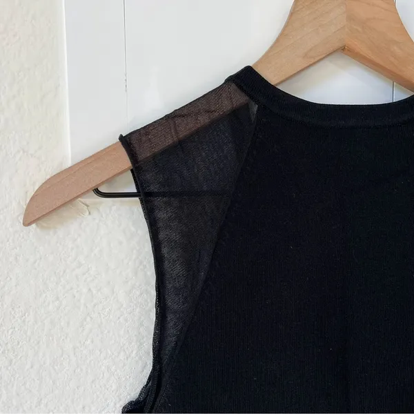 REISS Lila Sleeveless Zip Neck Top in Black - Image 6