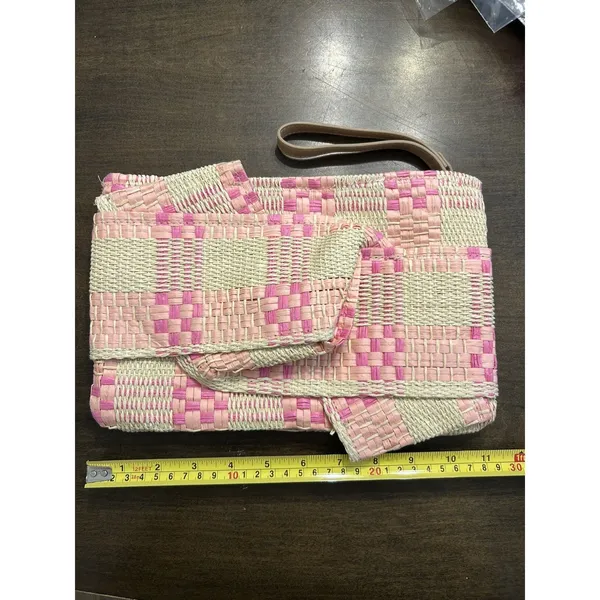 A New Day Target Women’s Pink woven grass handbag purse Clutch Beach Summer - Image 3