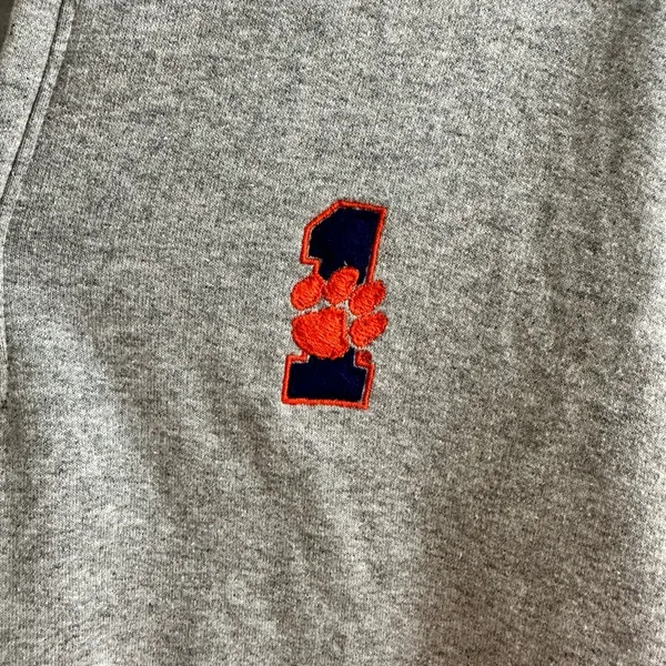 Champion Clemson Tigers  Gray Quarter-Zip Sweatshirt Size Medium - Image 2
