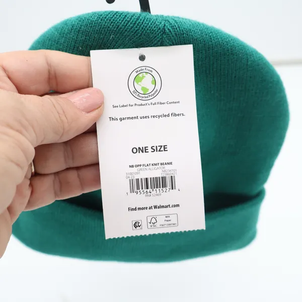 No Boundaries Green Alligator Flat Knit Cuffed Beanie Hat One Size New - Image 4