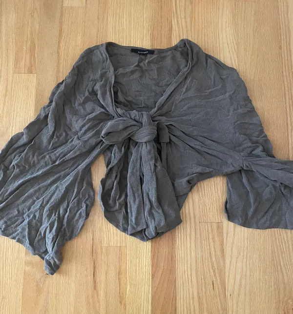 Olivaceous Tie Front Top - Image 4