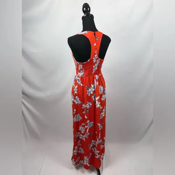 Maxi Dress Red Japna Medium Racerback Red+ White Flowers - Image 8