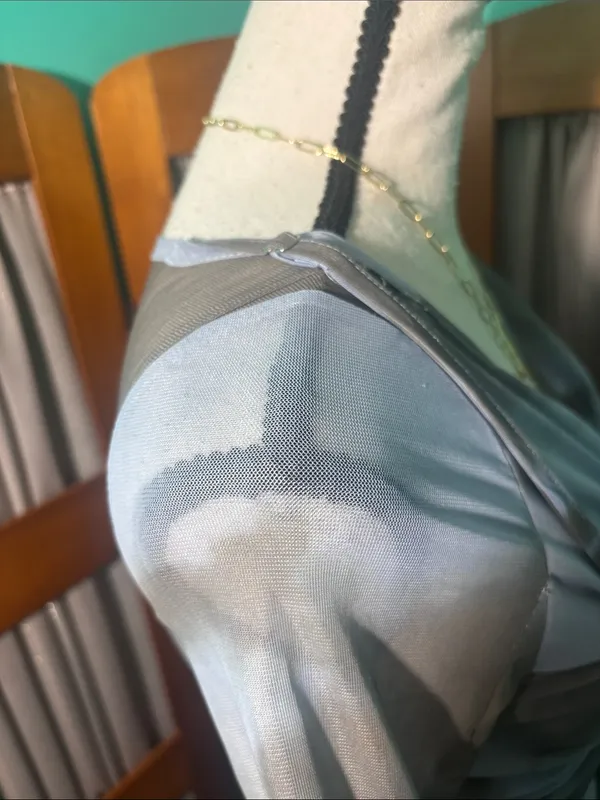 Sheer Knot-Front Blouse in Misty Blue - Image 7