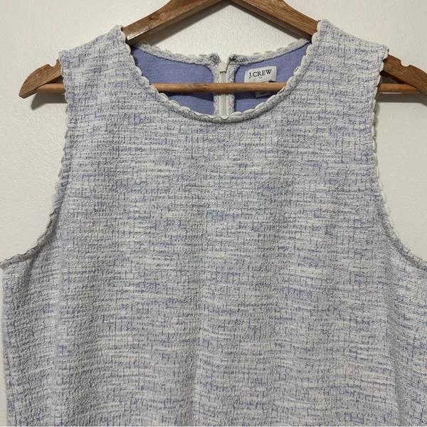 J. Crew Textured Tank Top with Scallop Trim Blue Size XL Blue Tweed - Image 4