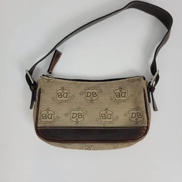 Vintage Dooney & Bourke Womens Baguette Bag One Size Brown Monogrammed Mini Zip - Image 5