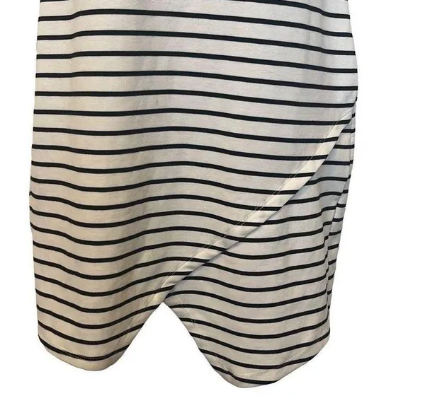Iris GUC Black White Stripe Bodycon Asymmetric Sleeveless Dress Sz XL - Image 5