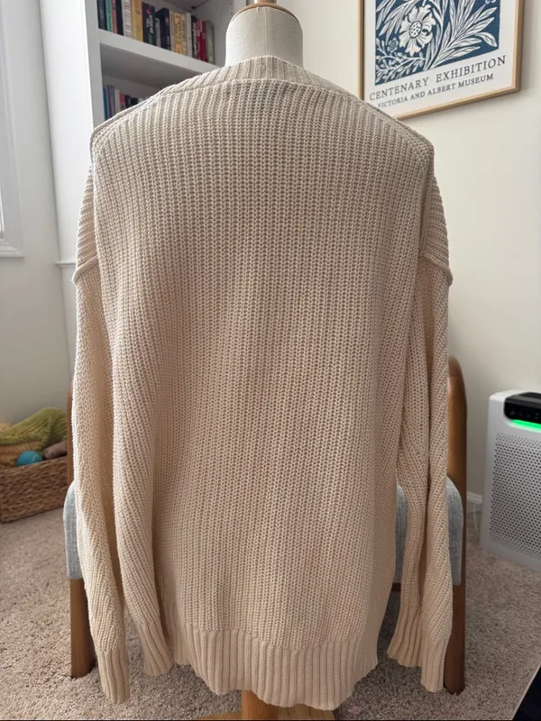 American Eagle Long Weekend Crewneck Sweater in Cream XXS - Image 5