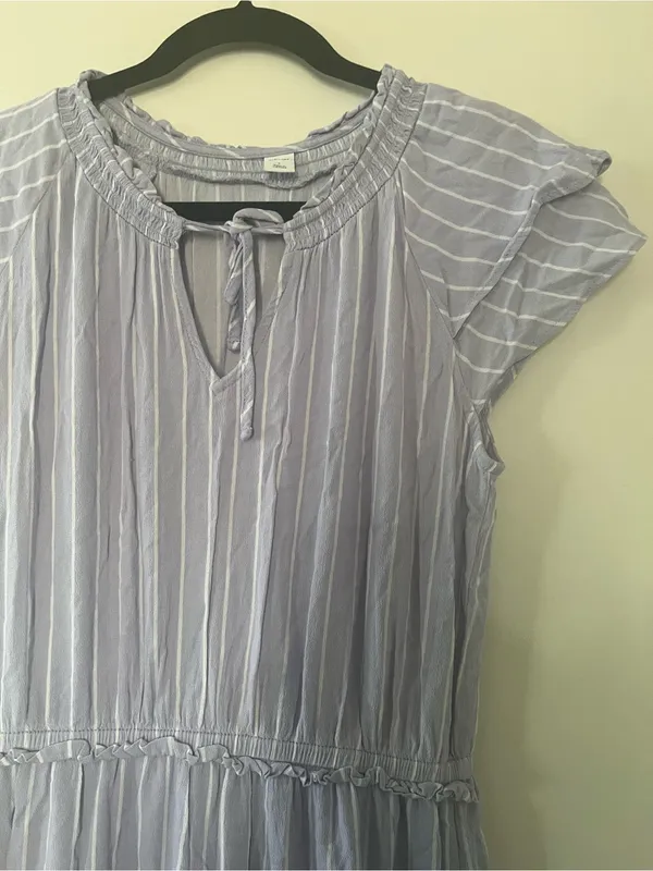 Old Navy Lavender Striped Midi Dress Small Coastal Euro Summer Cottagecore - Image 4