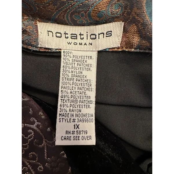 Notations Woman 1X Jacket Black Velvet Patchwork Boho Festival Eclectic Vintage - Image 4