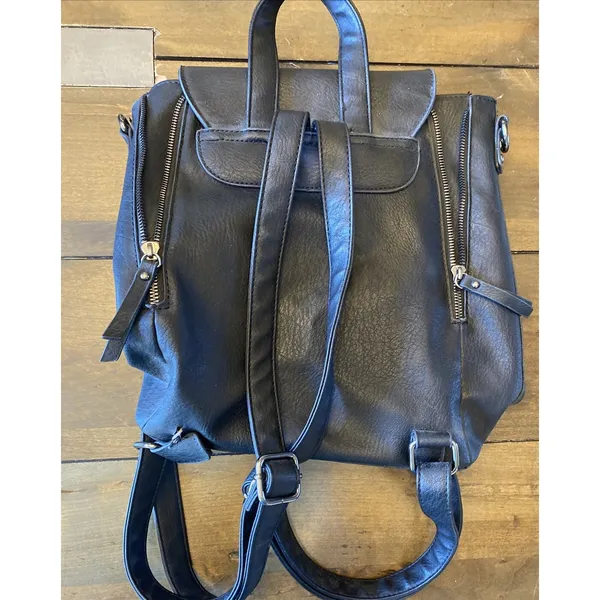 Darcy Marks London Backpack Womens Size Medium Black Vegan Leather Edgy Bag - Image 7