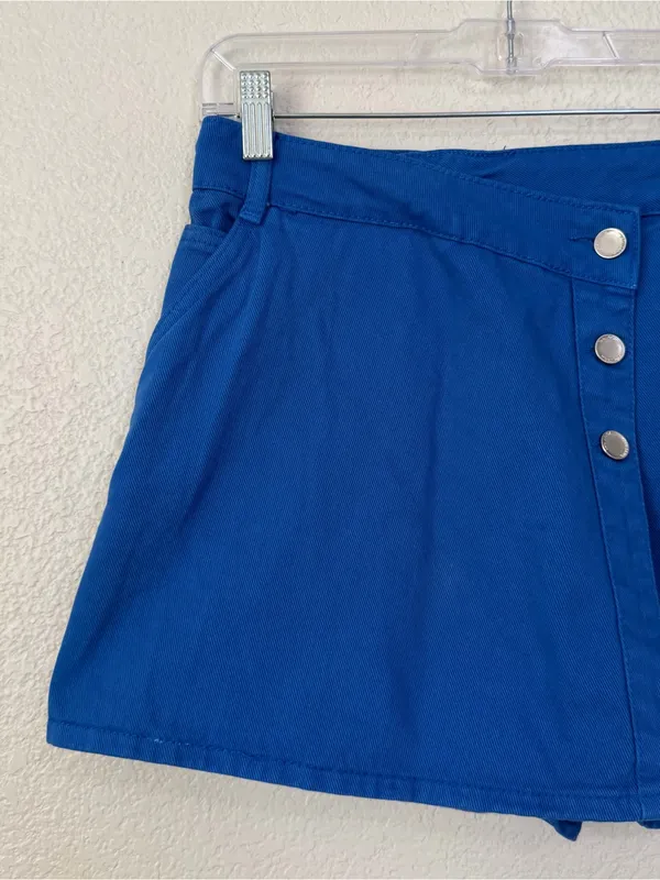 NWT Zara Blue Denim Wrap Asymmetrical Skort, Sz Small - Image 2