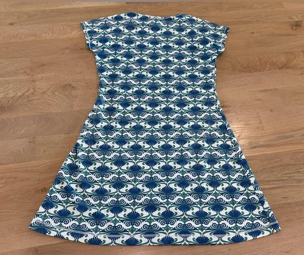 title nine majestic cowl neck dress blue green pattern size medium - Image 8