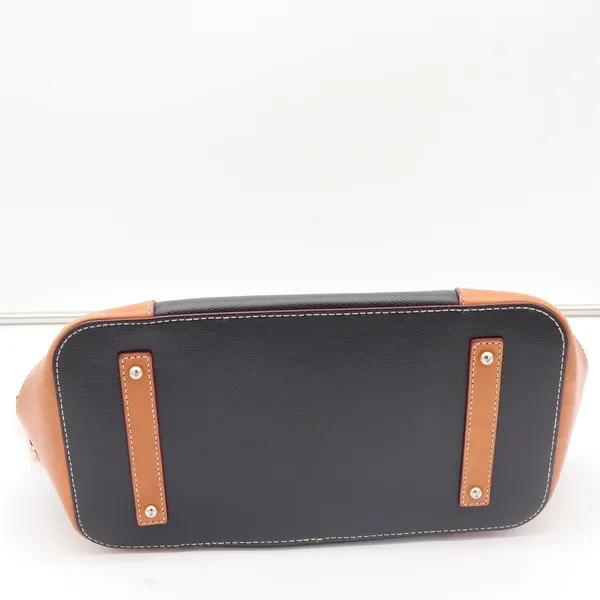 Dooney & Bourke Tote Bag Womens Large Pebble Leather Black Tan Classic Excellent - Image 12