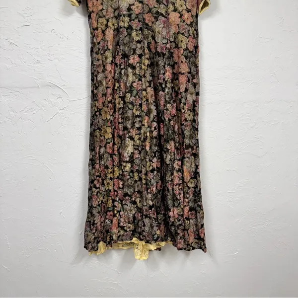 Vintage Handmade Dark Floral Sheer Maxi Dress Women M Cottage Core Fairy Romance - Image 3