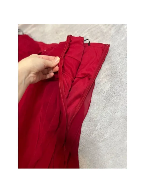Red Silk Midi Strapless Dress 14 Midi-Maxi - Image 5