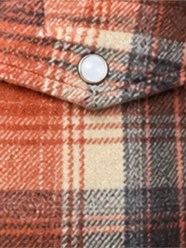 Fantastic Fawn Rust-Orange Plaid Soft Brush Button-Down Shirt / Shacket - Image 8