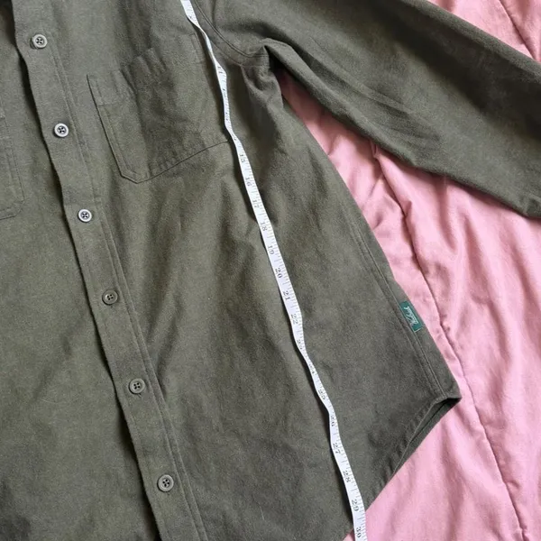 Woolrich Green Label Chamois Shirt Shacket Army Military Green Button Down Vietnam Thick Heavy Duty Men M Measurement in pics - Image 5