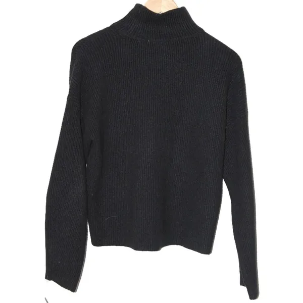 Womens Abercrombie & Fitch Black Ribbed Chunky Knit Mock Neck Sweater Size Small - Image 2