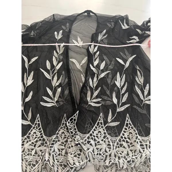 Alfani Black Mesh Embroidered Kimono Cardigan Swim Cover Up Large‎ Fairy - Image 5